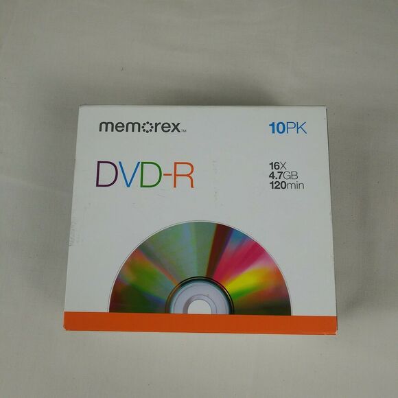 Memorex DVD-R 16x 4.7GB 120min 10 Pack in Slim Case Blank Disc - Picture 1 of 5